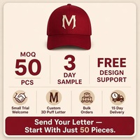 Gorra de Béisbol Bordada en 3D Personalizada, Gorra de Sarga de Algodón de 6 Paneles, Estilo Vintage Gótico con Letra M, Ajustable, Venta al Por Mayor, OEM, MOQ Bajo