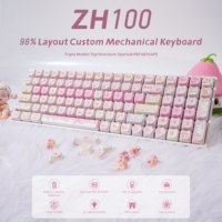 Teclado Mecánico Inalámbrico ZORNHER ZH100 Meow Meow Squad, 98% Rosa, con Teclado Numérico Cremoso, Estilo Femenino y Juvenil para Juegos