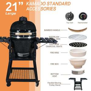 Barbecue au charbon de bois Kamado AUPLEX de 21 pouces, petit modèle, réglable, <span class=keywords><strong>Joe</strong></span> Luxurious Premium, portable, pliable, en céramique, fumoir en acier au carbone, <span class=keywords><strong>Joe</strong></span> - Product Image 2