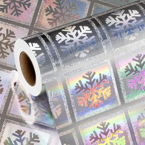 Papel de Regalo Holográfico Plateado con Diseño de Copos de Nieve, Rollo Mini de 17 Pulgadas x 32.8 Pies para Manualidades Navideñas y Empaquetado - Product Image 1