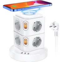 Adaptateur multi-voyage EU Strip avec prise de charge sans fil Prise de tour Prise domestique