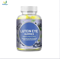 Permen Jeli Blueberry Lutein Ester dengan Zeaxanthin Bebas Gula Vegan, Vitamin Kesehatan Mata untuk Perlindungan dari Cahaya Biru, Laris Terjual