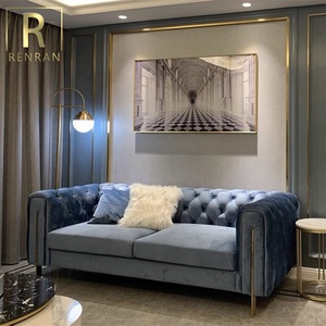 Offre Spéciale nouveau design moderne de luxe velours <span class=keywords><strong>tissu</strong></span> pour <span class=keywords><strong>canapé</strong></span> chesterfield <span class=keywords><strong>canapé</strong></span> meubles de salon - Product Image 3