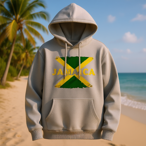 Sudadera con Capucha de la Bandera de Jamaica para Mujer, Informal, Tejida, 100% Poliéster, para Otoño, con Estampado por Transferencia de Calor y Bolsillos Delanteros - Product Image 2