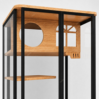 Meuble commercial pour chat avec armoire de présentation roulante et arbre à chat intégré, incluant un espace de rangement pour litière, avec designs 3D gratuits