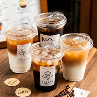 Gobelet en plastique jetable personnalisé, épais, avec couvercle, haute perméabilité, conception à paroi simple, pour servir des boissons froides aux animaux domestiques, pour le thé au lait