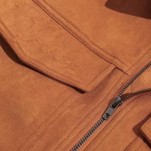 سترات عمل جلدية مخصصة للرجال، معاطف شتوية سميكة بنية اللون، مقاسات كبيرة، سترات عمل من الجلد الناعم المبطن - Product Image 4
