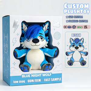 Peluche de Lobo <span class=keywords><strong>Azul</strong></span> Personalizado con Cola Peluda, Relleno de Algodón, con Certificación OEM, CPC y CE - Product Image 1