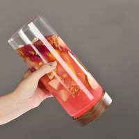 Accessoires de cuisine, bocaux à épices en verre de type Mason, bocaux de stockage en verre de qualité alimentaire avec couvercle en bois d'acacia hermétique