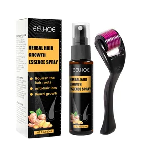 100% natural Herbal Hair Regrowth Treatment Anti Loss Serum hair growth essence spray microneedling roller set for bald head