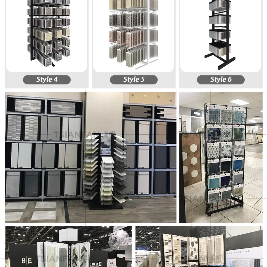 Factory Custom Exhibition Floor Stand Mosaic Display Stand Ceramic Sample Showroom Stone Stand Tile Display Marble Mosaic Rack