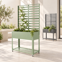 Jardinière surélevée avec treillis, bac à plantes métallique roulant avec étagère, couleurs personnalisées, OEM ODM pour marques de jardinage en marque blanche