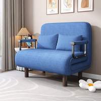 Sofá Cama Plegable Multifuncional de Tamaño Pequeño con Estructura Metálica Moderna y Tapicería de Tela para Sala de Estar