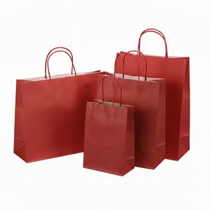Bolsas de papel kraft marrón ecológicas de fábrica LH con asas de cinta laminadas y serigrafiadas para supermercados y uso diario - Product Image 1