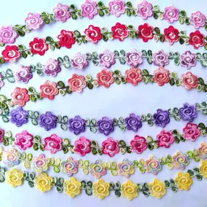 Оптовая продажа, фабричные хлопковые Цветочные петельки с вышитой кружевной отделкой с разными узорами для «своими руками» - Product Image 4
