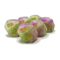 Set Dadu DND Polihedral Resin Bunga Sakura Tekstur Mutiara Dua Warna untuk Permainan Dungeons and Dragons RPG