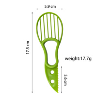 3-In-1 Groene Plastic Avocado Snijder Snijder Met Handgreep Handgreep Handmatige Bediening Logo Pp Fruit & Groente Gereedschap