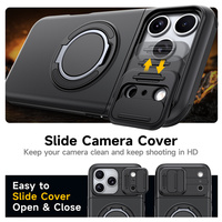 Coque de téléphone pour iPhone 18 Pro Max, best-seller, avec anneau support coulissant et porte-cartes, compatible avec les coques de téléphone iPhone 17, 16, 15, 14, 13
