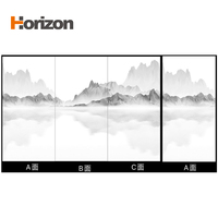 Planche de travail de cuisine en céramique brillante Horizon Chinese Landscape Painting, en pierre frittée carbonisée