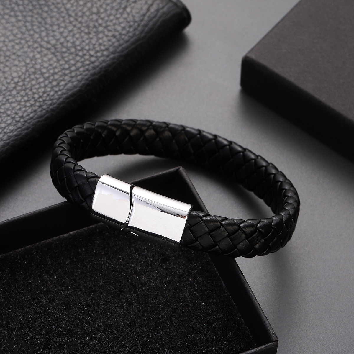 TYO-pulsera De Cuero Genuino Con Doble Capa Para Hombre, Brazalete Con Cierre Magnético De Acero Inoxidable, Joyería Con Bolsa De Terciopelo, Envío Directo - AliExprs 36