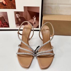 Summer French Pointy Open-Toed High Heels Diamond-Embellish Back <strong>Strappy</strong> Rhinestone Designer <strong>Sandals</strong> for <strong>Women</strong> - Product Image 3