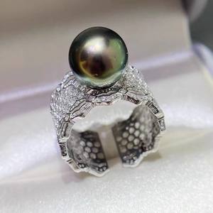 10561DIY Accesorios de Perlas, Anillo de Plata S925, Soporte Vacío para Anillo, Soporte de Joyería de Plata con Cuentas Redondas de 10-13 mm - Product Image 1