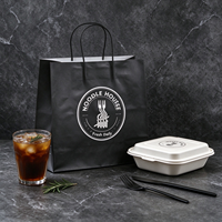 Sac en papier kraft biodégradable personnalisé avec logo imprimé pour la livraison de pâtes et salades à emporter