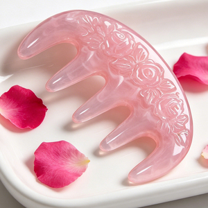 Peine manual multifuncional 2 en 1 para masaje del cuero cabelludo con resina refrescante Meridian y jade para el cuidado del cabello. - Product Image 6