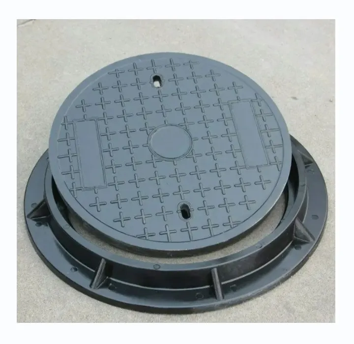 Ductile penutup Manhole persegi besi persegi bulat kotak pengukuran polusi air saluran pembuangan kota penutup lubang meter tugas berat
