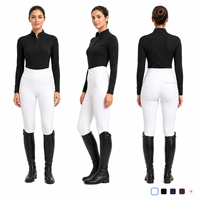 Pantalon d'équitation pour femme, taille haute, avec empiècements en daim aux genoux, grip en suède, fermeture éclair, en spandex, séchage rapide, respirant, vêtements d'équitation