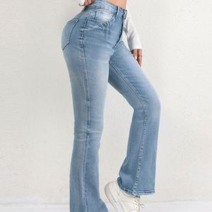 Nuevos vaqueros acampanados azul claro de Amazon Express para mujer Zuecos versátiles y adelgazantes - Product Image 4