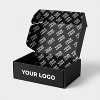 Boîte d'expédition en carton ondulé noire personnalisée, avec impression intégrale du logo, pour emballage de marque