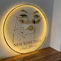 Enseignes lumineuses personnalisées en acrylique 3D avec rétroéclairage LED, logo halo lumineux pour salon de beauté, spa de manucure et salon de coiffure, décoration de devanture de magasin