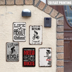 Letrero metálico vintage con la frase: What Life Is All About Bicycling Eat Sleep Repeat - Product Image 3