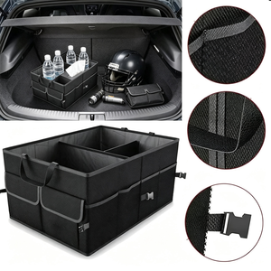 Organizador de Asiento Trasero de <span class=keywords><strong>Coche</strong></span> de Lujo Impermeable Oxford, con Asa y Red Lateral, Plegable, de 1 a 3 Compartimentos - Product Image 6