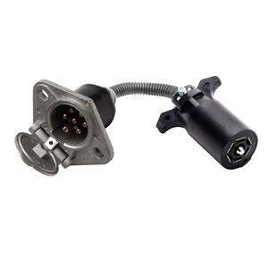 Trailer <b>Plug</b> <b>Adapter</b> 7 Pin Blade To Round Socket UAG717 DC Connection ABS Material - Product Image 1