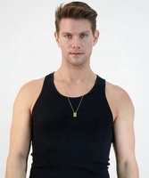 Collier rectangulaire personnalisé en acier inoxydable, chaîne pour hommes, avec pendentif, personnage gravé, étiquette en acier inoxydable, bijou masculin, souvenirs personnalisables