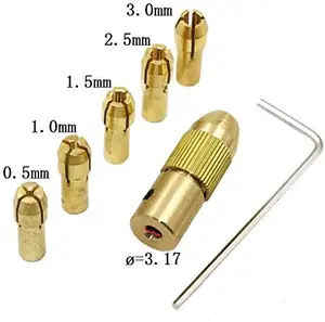 0.5-3mm Brass Drill Chuck Set Small Electric Drill Bit Collet Mini Twist Drill Chucks Adapter for Rotary Tools Fits 3.17mm Motor