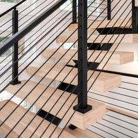 Grandsea Escalier intérieur droit moderne personnalisé Escalier flottant en acier avec bande de roulement en bois et verre Raling pour une utilisation en appartement
