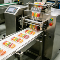 Automatische Horizontale Kissenverpackungsmaschine, Flowpacker für Lutscher-, Schokoladen- und Süßigkeitenverpackungen