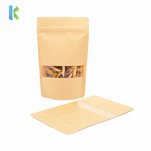 Bolsas de papel Kraft marrón <span class=keywords><strong>biodegradable</strong></span>, bolsa de comida, bolsa de pie con cierre de cremallera con ventana, embalaje de fideos - Product Image 2
