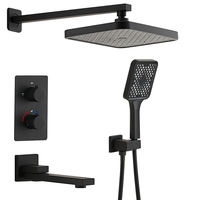 Système de douche en laiton et céramique à trois fonctions à température constante, avec douchette rotative et support pivotant, pour hôtels et villas