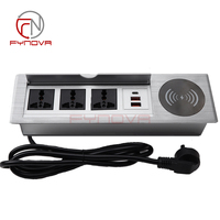 Enchufe de Escritorio Integrado con Cargador Inalámbrico, Caja de Cables Multifuncional para Oficina, Conferencias y Escritorio de Computadora