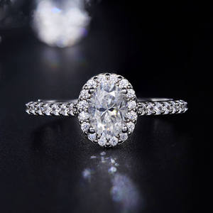 Luxury 1-carat VVS card moss diamond <b>925</b> sterling <b>silver</b> oval women's wedding <b>ring</b> - Product Image 2