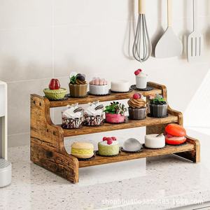 Three Tiered Wooden <b>Spice</b> Rack For Kitchen Countertop Storage Organizer Multipurpose Solid Wood - Product Image 2