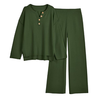 Pull élégant Survêtement Bouton Simple Lâche Bouton Tops Sport Style Ensembles Femmes Casual Pantalon Leggings