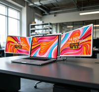 Moniteur triple écran 14 pouces pour ordinateur portable 1080P, 1 câble de connexion, nouveau modèle d'écrans LCD, électronique grand public avec support