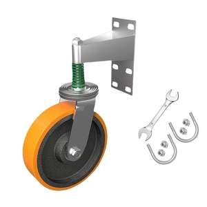 Kit de roulettes flottantes robustes sans soudure à montage latéral avec ressort, capacité 750 kg, roues en fonte avec bande de roulement en polyuréthane amortissante et roulement à billes - Product Image 6