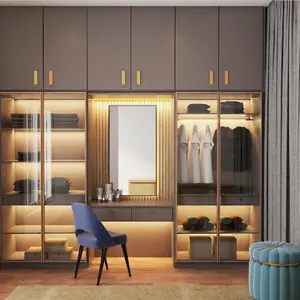 Nouveau design personnalisé armoire garde-robe vêtements garde-robe en bois chambre placard armoire