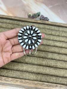 Handmade Sterling Silver <b>White</b> Buffalo Turquoise Vintage Bangle <b>Bracelet</b> For women - Product Image 3